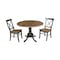 International Concepts Round 42 in Dual Drop Leaf Table, 2 X-Back Chairs, Hickory/Washed Coal, 42 W, 42 L, 29.5 in H, Wood K45-42DP-C613P - alternate 1